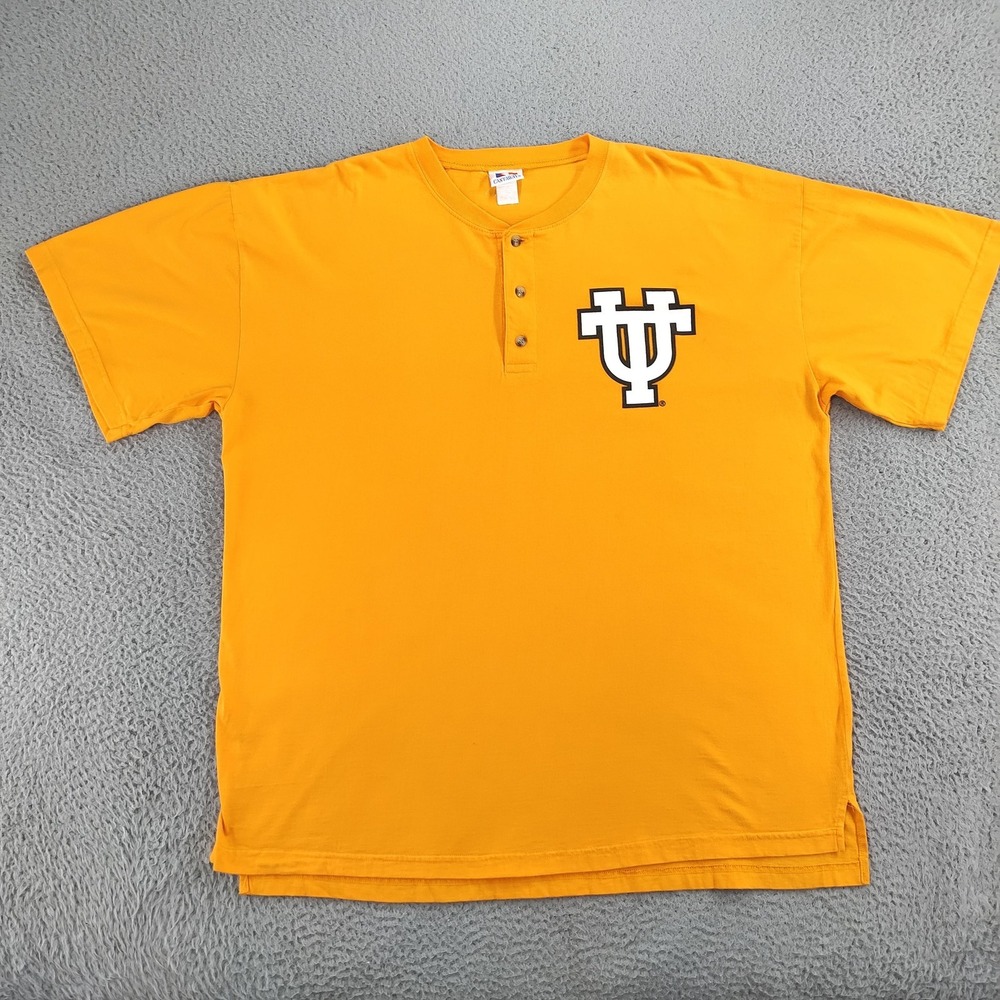 Vintage Tennessee Volunteers Shirt Mens 3XL Orange Baseball Jersey Henley Button